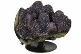 Wide Amethyst Stalactite Formation On Metal Stand - Uruguay #128081-3
